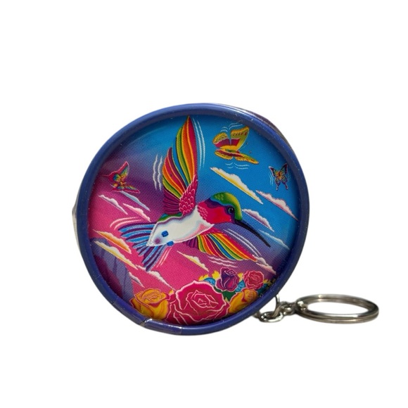 Lisa Frank Handbags - VTG Lisa Frank Hummingbird Clouds Butterfly Purple Zip 2in Keychain Coin Purse